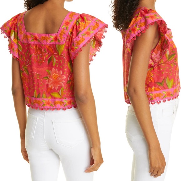 FARM Rio Solar Forest Square Neck Cotton Blouse NWT size medium - Picture 14 of 15